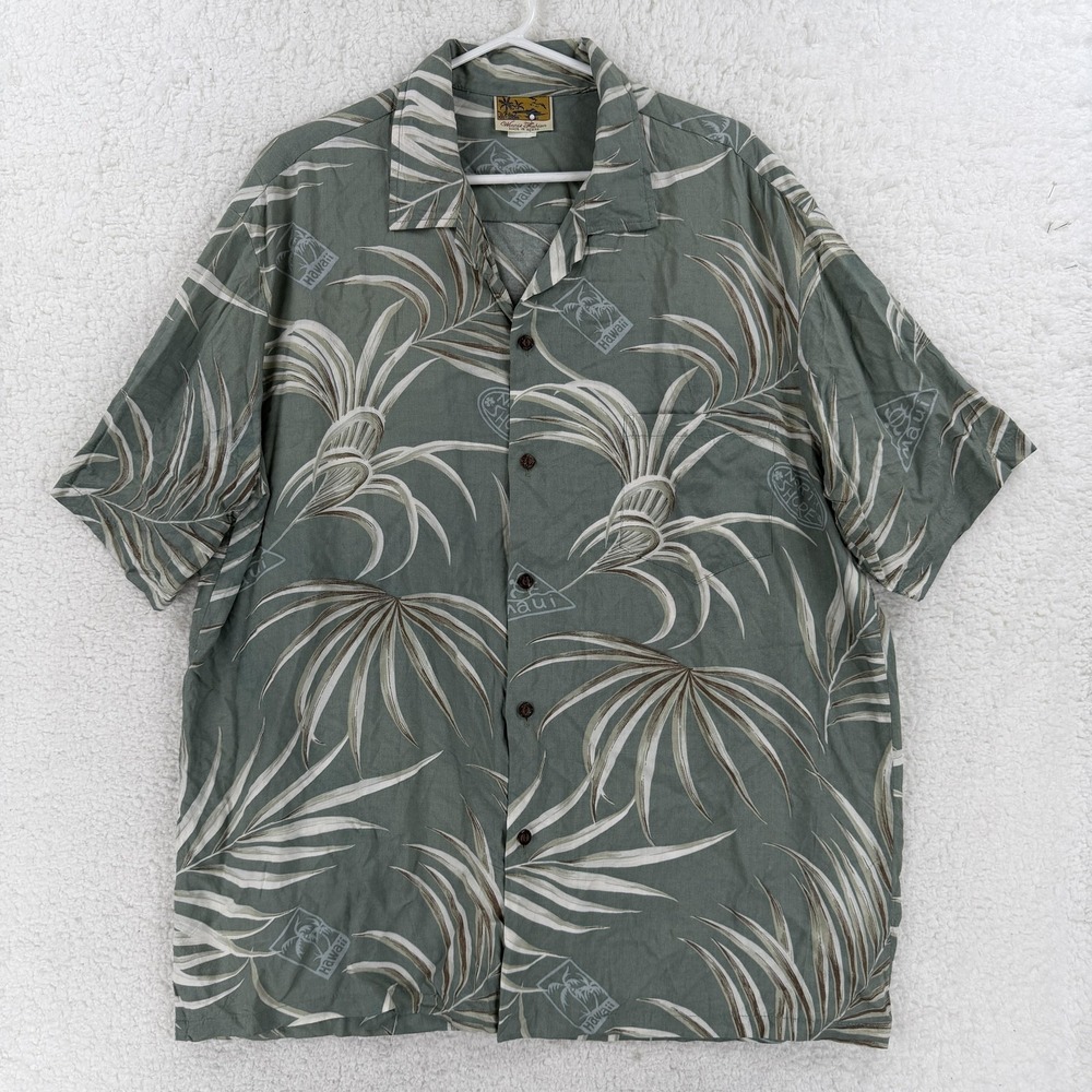 VTG Winnie Fashion Shirt Mens 3XL‎ Green Hawaiian Rayon Short Sleeve Made Hawaii